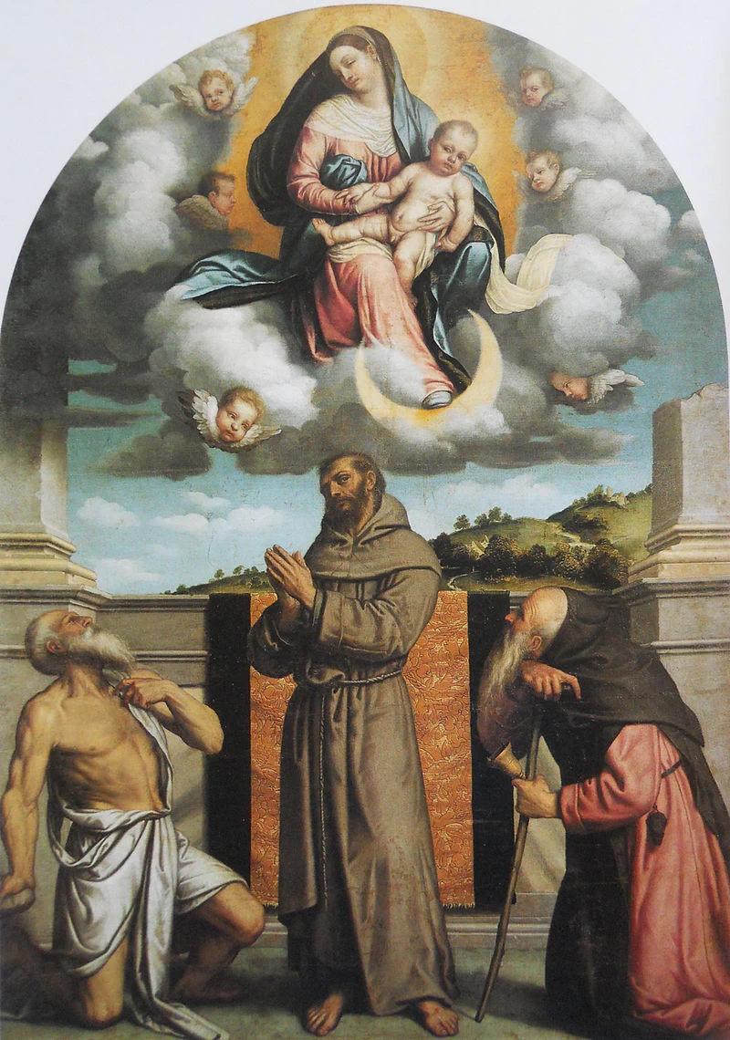 38-Bonvicini Alessandro-Moretto-Madonna col Bambino e santi Girolamo Francesco_d'Assisi e Antonio Abate - Milano